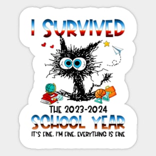 Happy Last Day of School 2024 Funny Teacher I Survived Last Day of The School Year 2024 Sticker